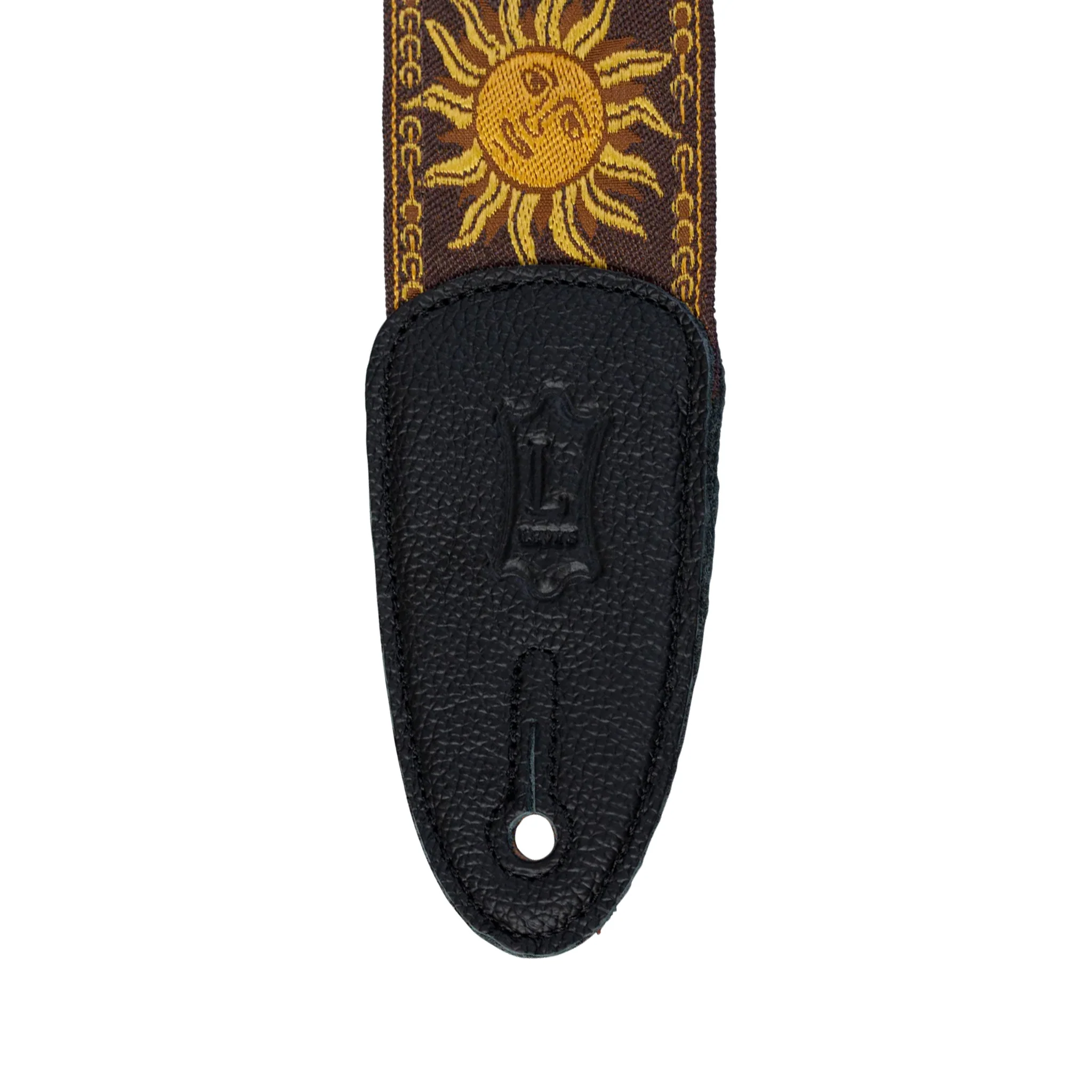 Levy's MPJG 2inch Woven Guitar Strap, Yellow-on-Brown Sun Motif - Image 3