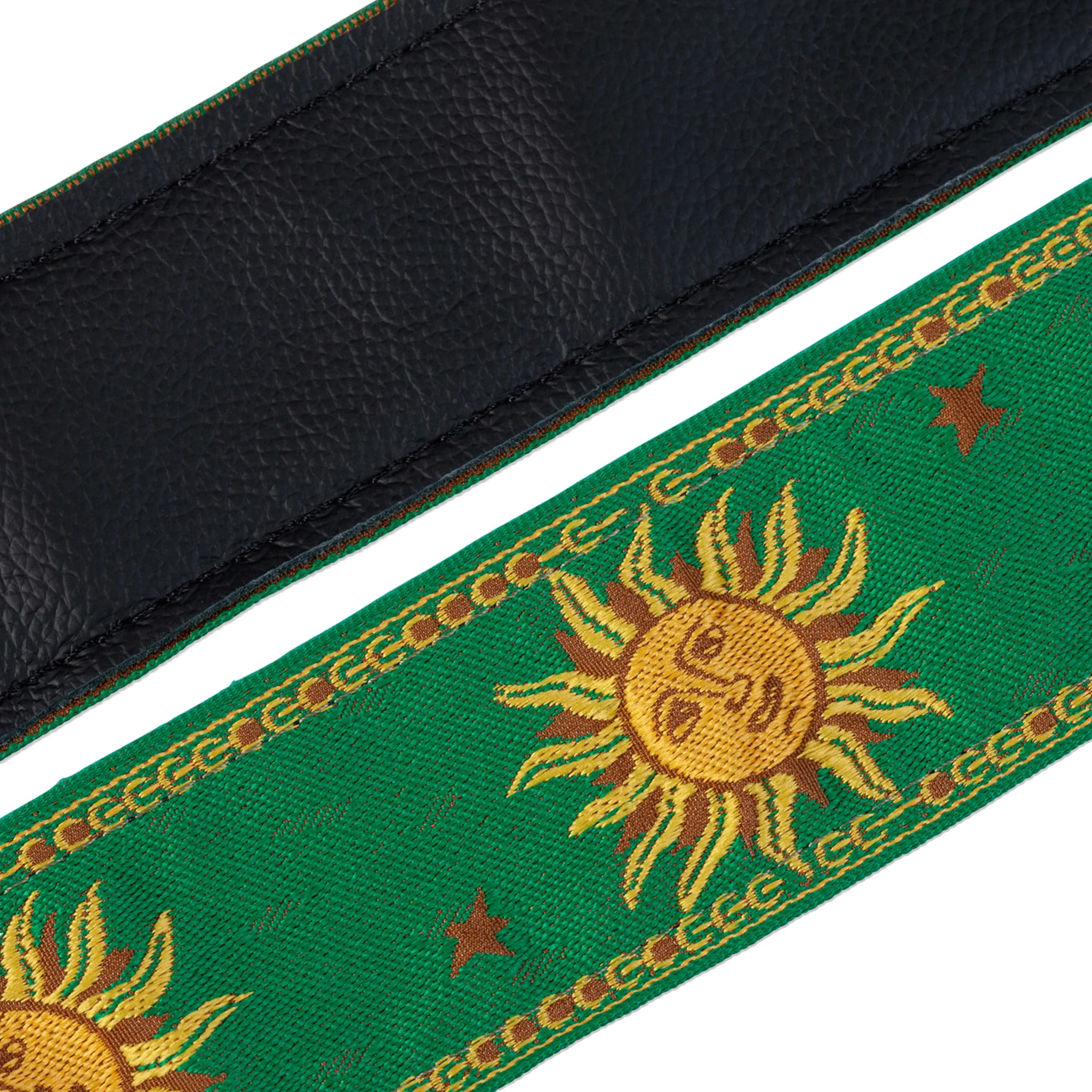 Levy's MPJG 2inch Woven Guitar Strap, Yellow-on-Green Sun Motif - Image 2