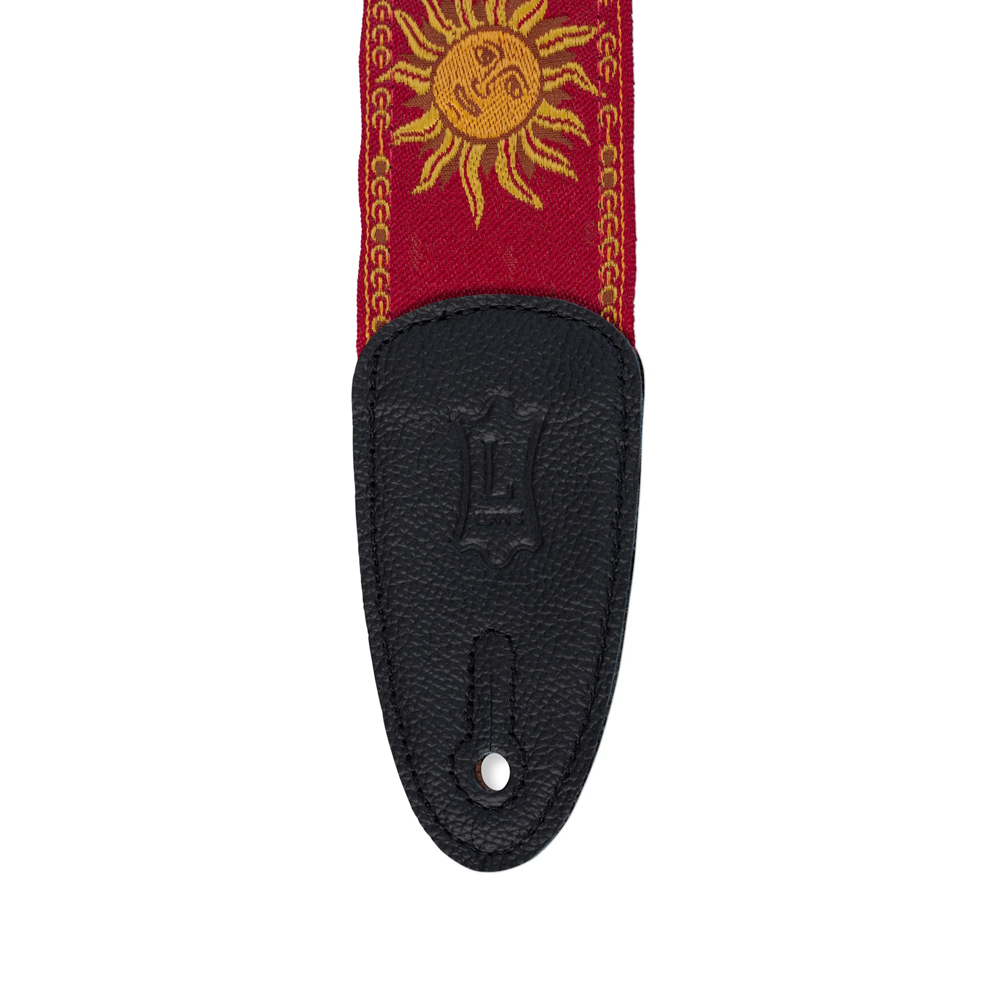 Levy's MPJG 2inch Woven Guitar Strap, Yellow-on-Red Sun Motif - Image 3