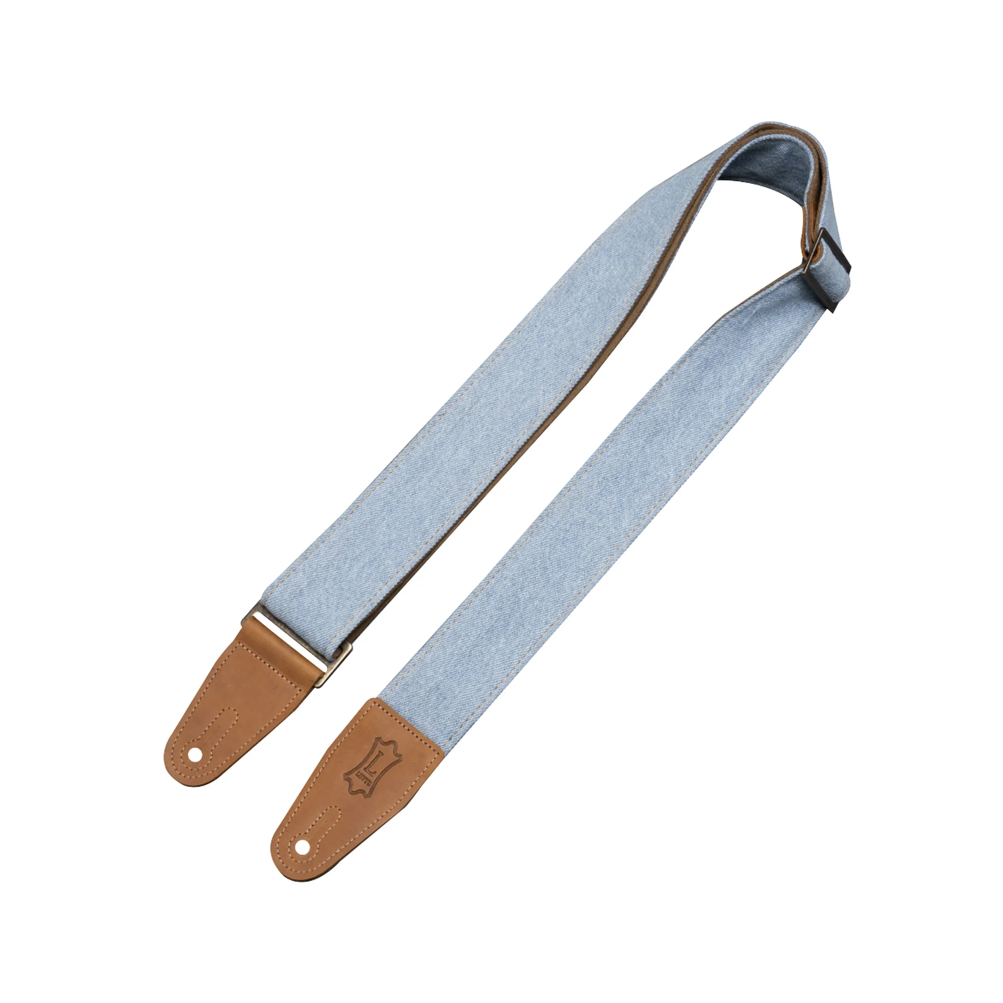Levys Leathers Denim 2 Inch Guitar Strap, Light Blue Wash - Image 2