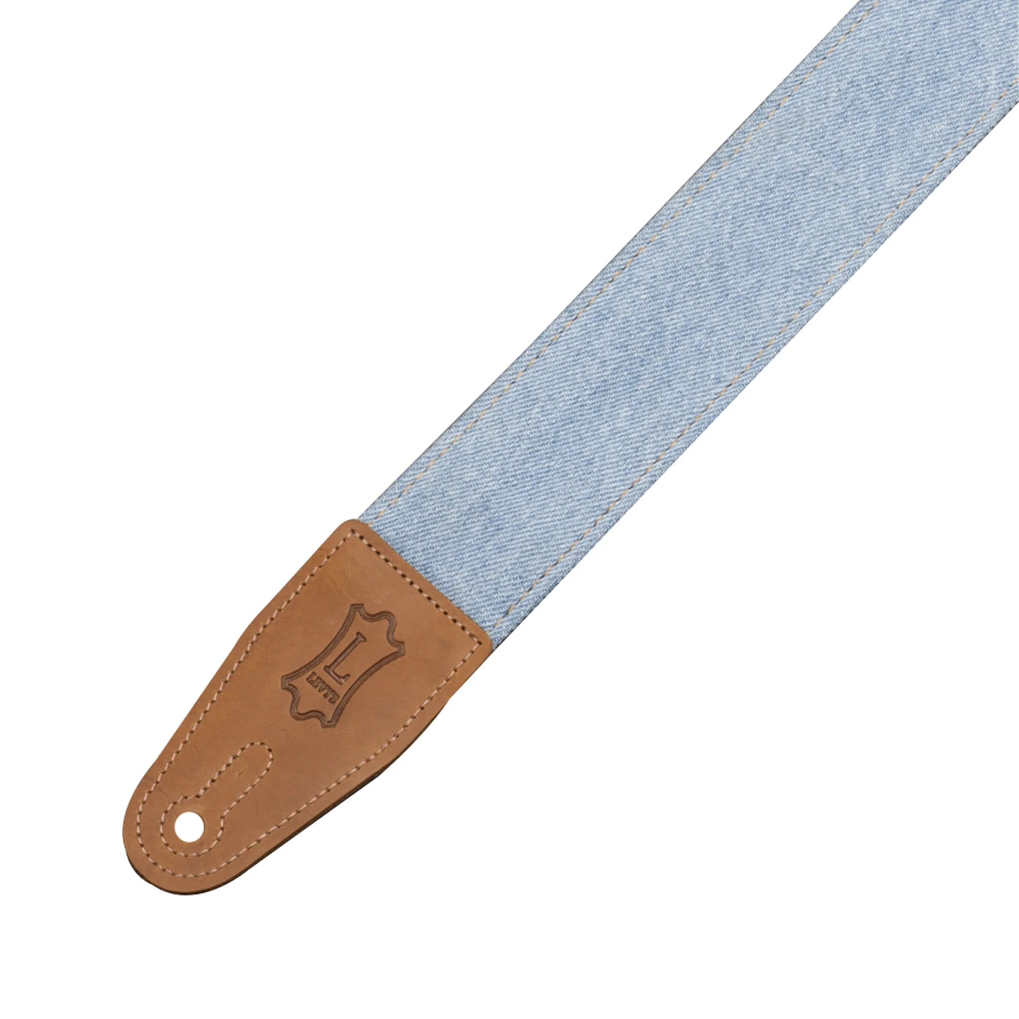 Levys Leathers Denim 2 Inch Guitar Strap, Light Blue Wash - Image 4