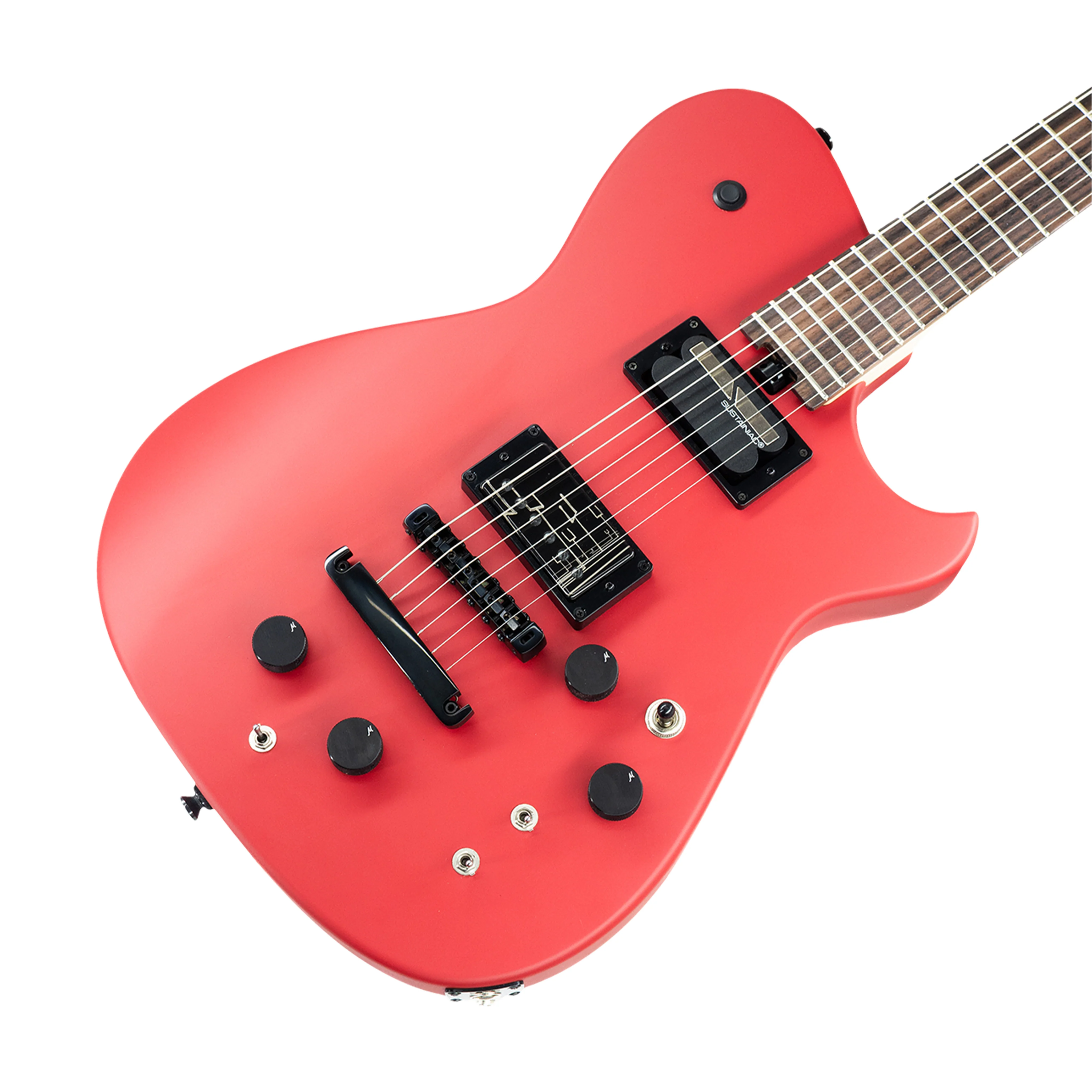 Manson Guitar Works MB-1 New Era Sustainiac and Fuzz Factory Electric Guitar, Ebony FB, Satin Fire Red - Image 5