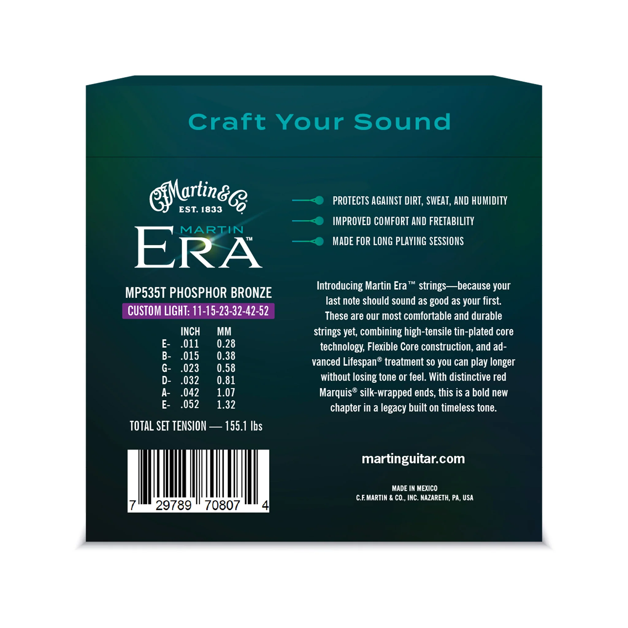 Martin Era MP535T Treated Acoustic Guitar Strings, Custom Light, 11-52 - Image 3