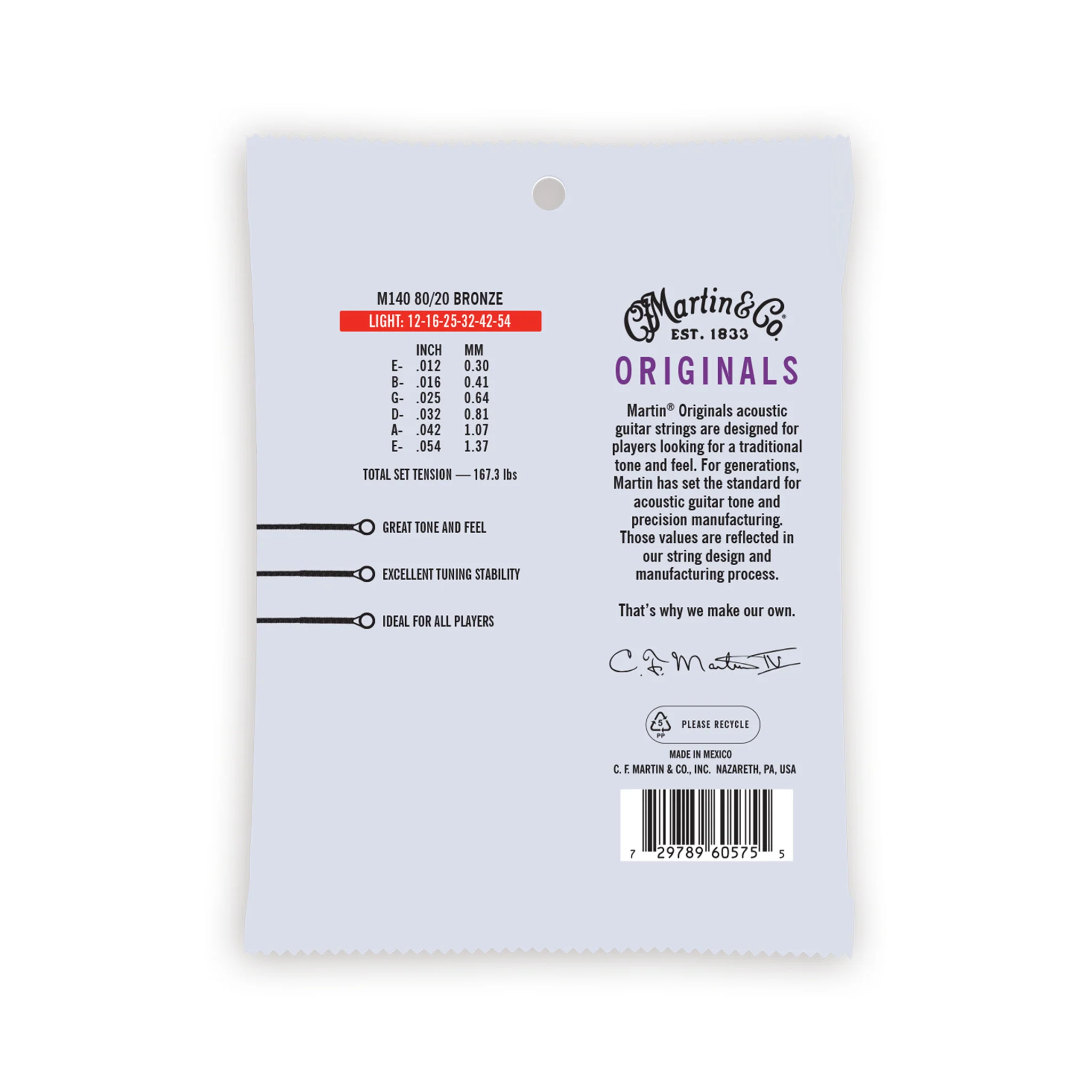 Martin M140 The Original 80/20 Bronze Acoustic Guitar Strings, Light, 12-54 - Image 2
