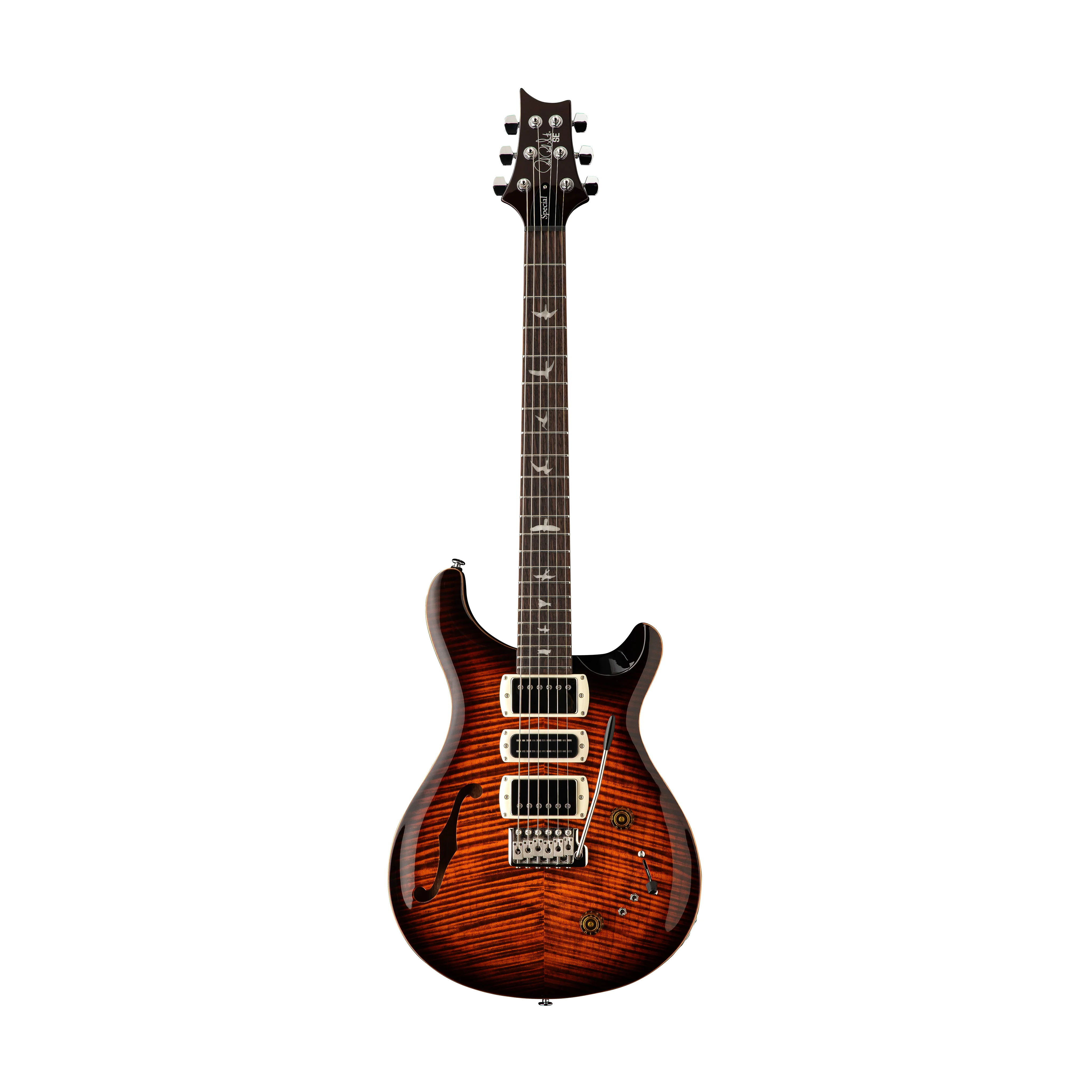 PRS SE Special Semi-Hollow Electric Guitar, Orange Tiger Smokeburst (SQ22OB)