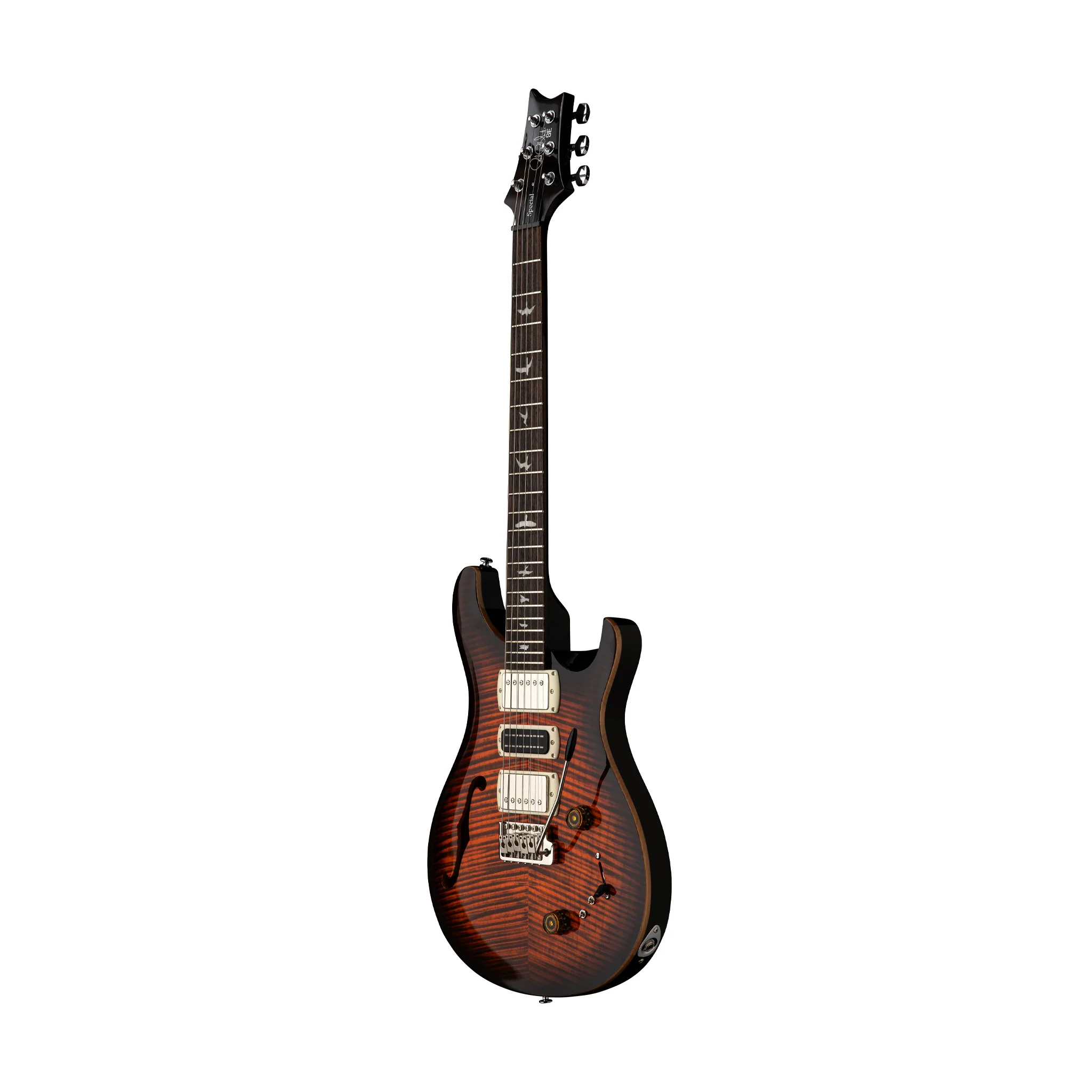 PRS SE Special Semi-Hollow Electric Guitar, Orange Tiger Smokeburst (SQ22OB) - Image 2