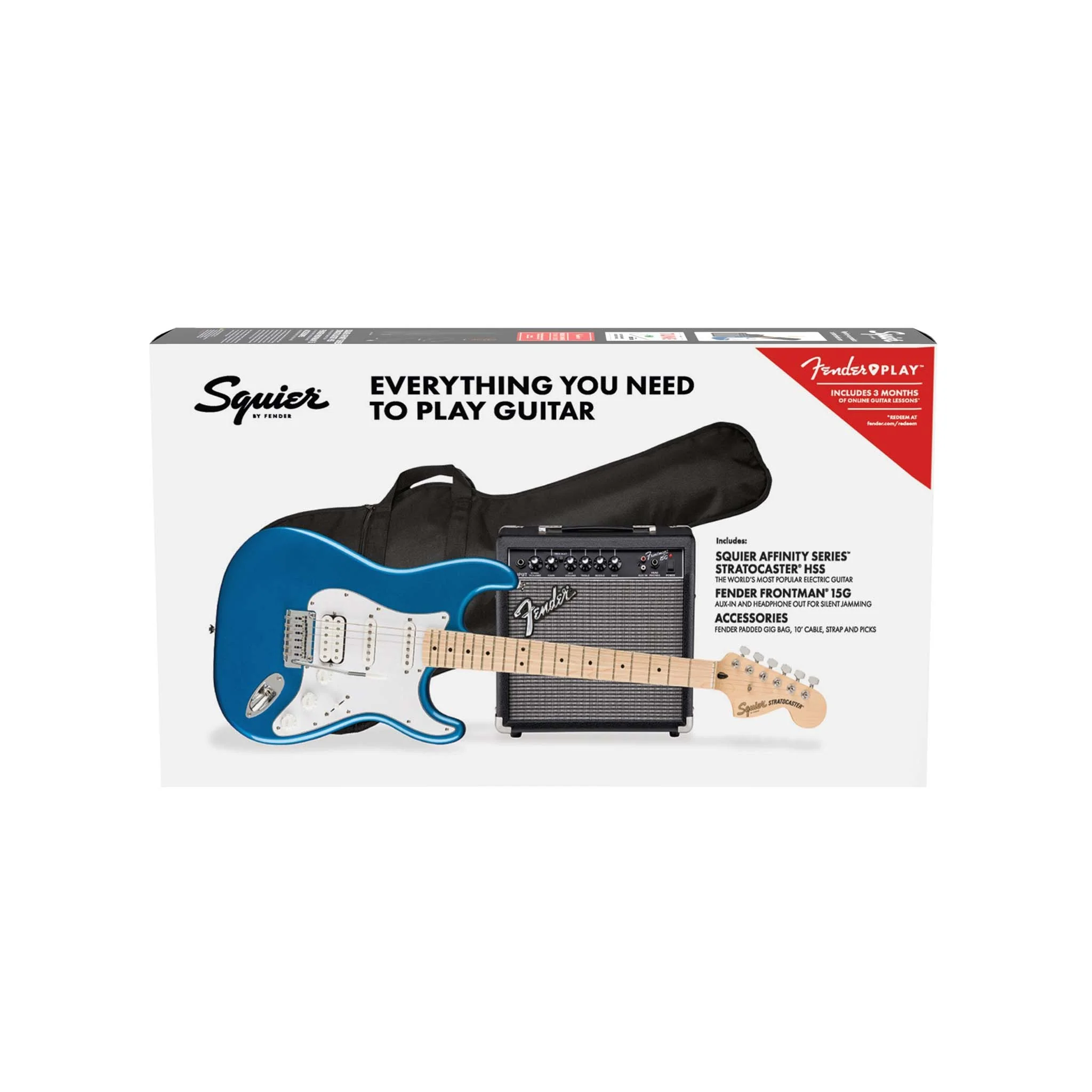 Squier Affinity Series HSS Stratocaster Guitar Pack, Maple FB, Lake Placid Blue, 230V, UK - Image 10