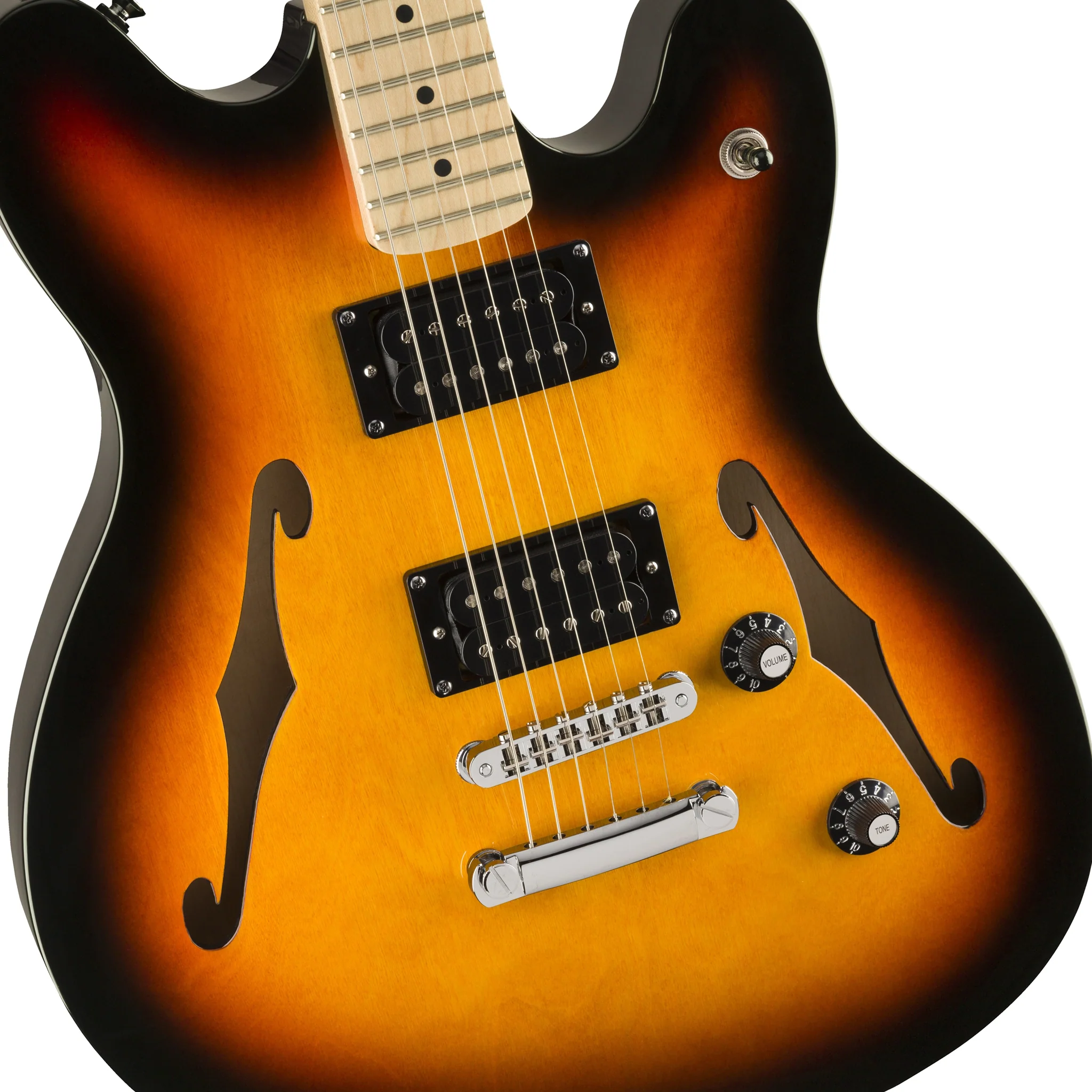Squier Affinity Series Starcaster Electric Guitar, Maple FB, 3-Tone Sunburst - Image 4