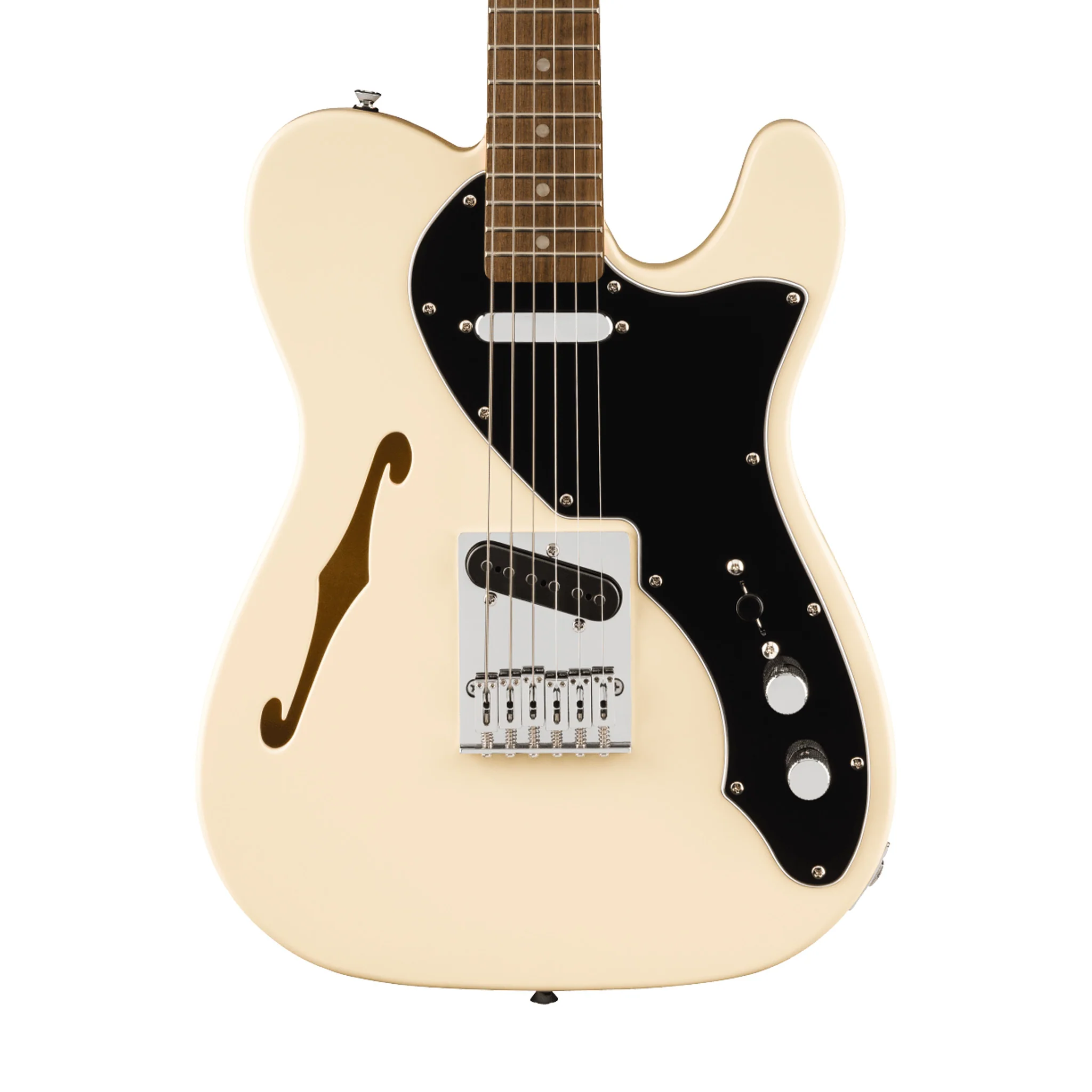 Squier Affinity Series Telecaster Thinline Electric Guitar, Laurel FB, Olympic White - Image 3