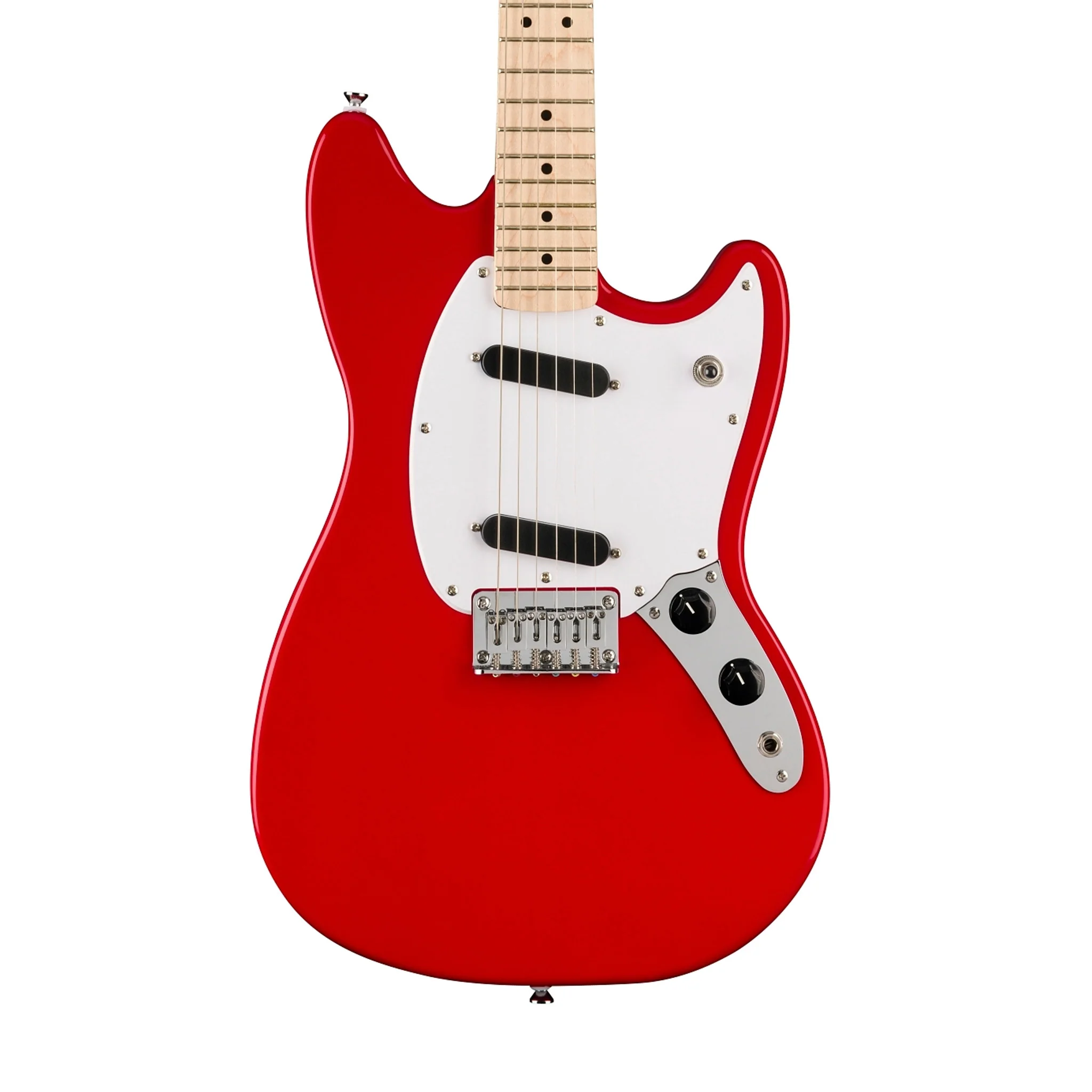 Squier Sonic Mustang Electric Guitar w/White Pickguard, Maple FB, Torino Red - Image 3