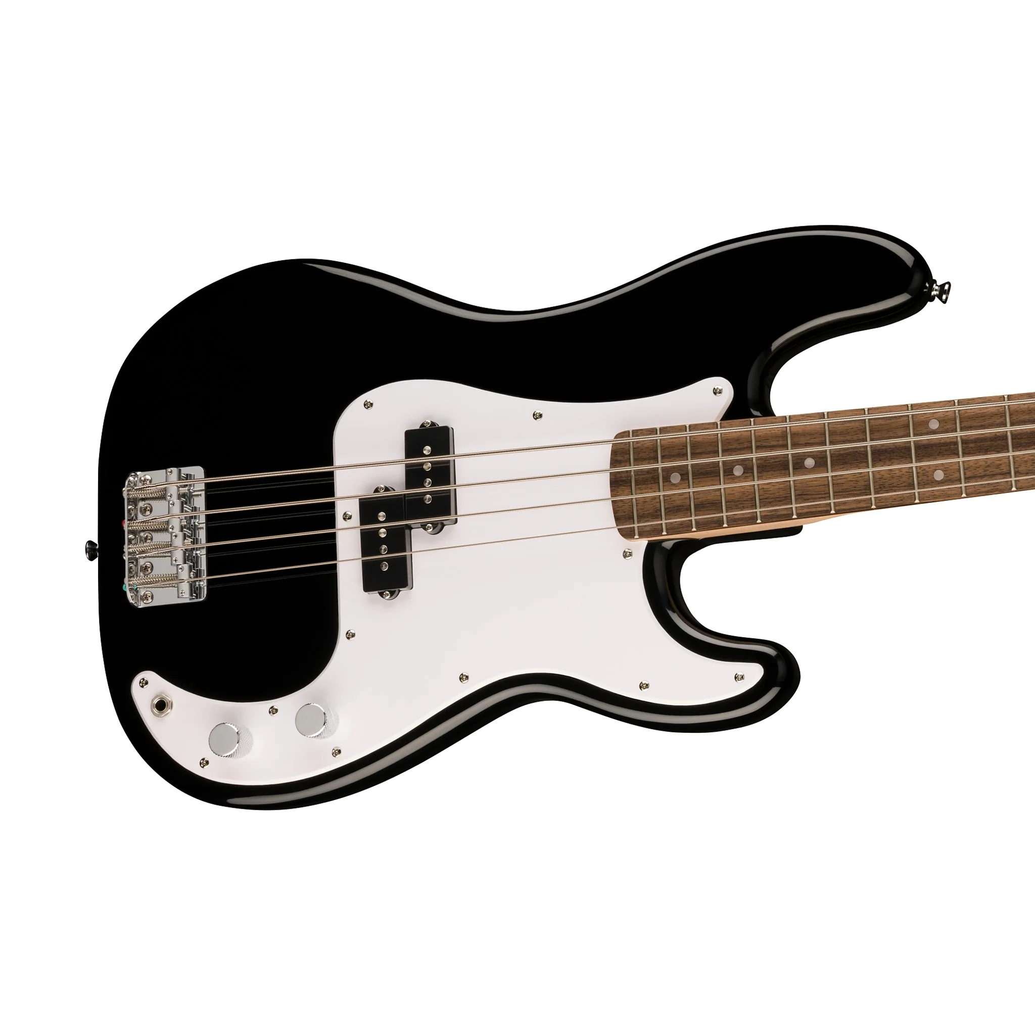 Squier Sonic Precision Bass Guitar w/White Pickguard, Laurel FB, Black - Image 5