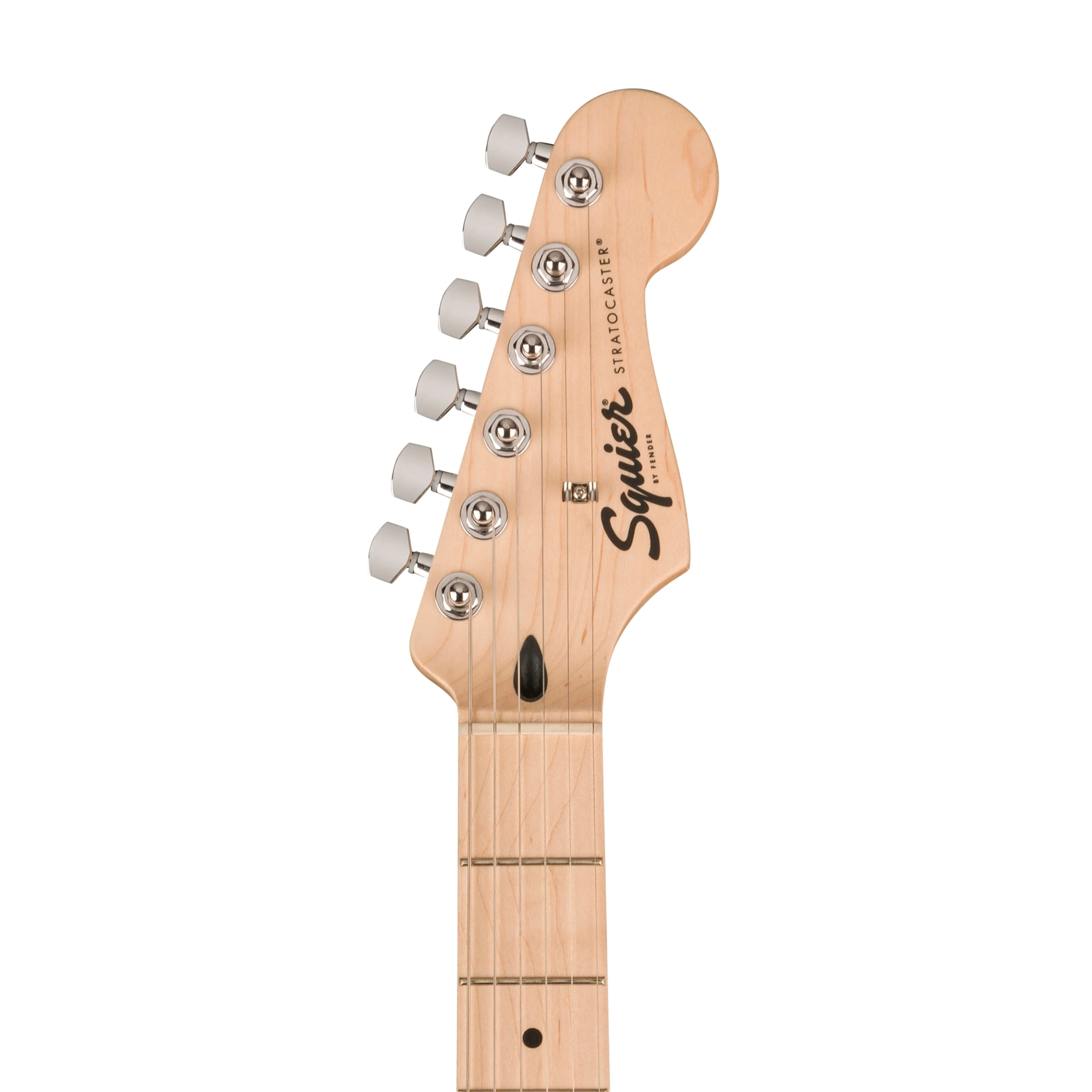Squier Sonic Stratocaster Electric Guitar w/White Pickguard, Maple FB, Black - Image 4